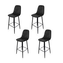 Lot de 4 chaises de bar H74,5 cm en velours noir - HYGGE