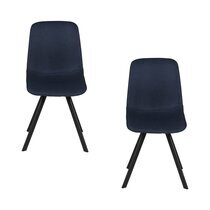Lot de 2 chaises repas en tissu bleu foncé - MARGOT