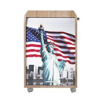 Caisson à rideau sur roulettes H70 cm chêne décor New York - GAETAN