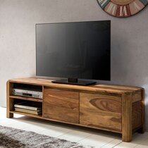 Meuble TV 2 portes 140x35x40 cm en bois massif