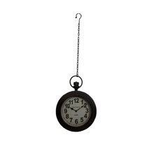 Horloge de gare 42x4x127 cm en verre et métal noir