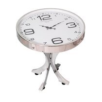 Table d'appoint avec horloge 45,5x50 cm argenté