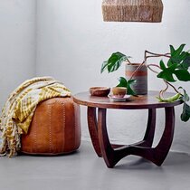 Table basse ronde 75x45 cm en manguier marron foncé- KOTA