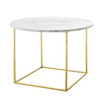 Table basse ronde 60x40 cm en marbre blanc et acier doré