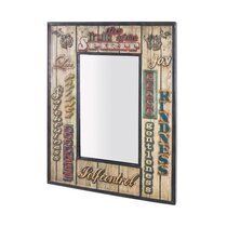 Miroir vintage 52x70 cm en métal décor effet bois