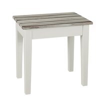 Table d'appoint 43x30x42 cm décor pin et blanc brillant - SIMEN
