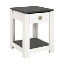 Table d'appoint 1 tiroir 40x40x55 cm gris foncé et blanc - JOSEF