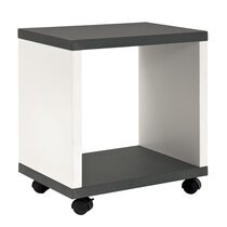 Table d'appoint sur roulettes 43x30x48 cm gris foncé et blanc - JOSEF