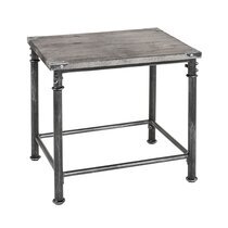 Table d'appoint antique 45x37x43 cm en bois et métal gris