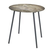 Table d'appoint ronde 40x41 cm motifs bois noir et beige