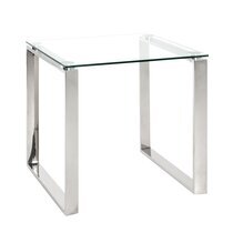 Table d'appoint carrée 55x55 cm en verre et inox - GENTONG
