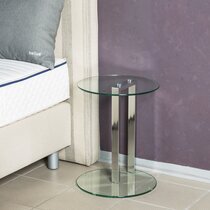 Table d'appoint 40x40x50 cm en verre et métal chromé