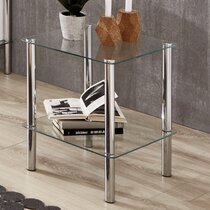 Table d'appoint carrée 39x47 cm en verre et métal chromé - YUKON