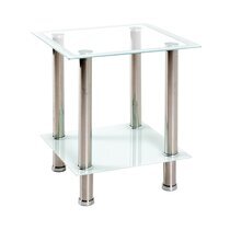 Table d'appoint carrée 40x46 cm en métal et verre trempé