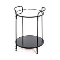 Table d'appoint ronde 37x50 cm en verre et métal noir