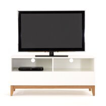 Meuble TV 120x48x55 cm décor blanc et chêne - TORVA
