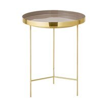 Table d'appoint ronde 50 cm en aluminium et acier doré