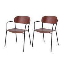 Lot de 2 chaises 55x52x77 cm en contreplaqué marron foncé et fer