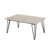 Table basse 90x60x42 cm en ciment gris et piétement en fer noir