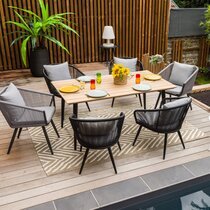 Table de jardin 160x90 cm en teck et aluminium noir - VITO