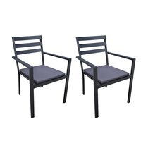 Lot de 2 fauteuils de jardin empilables en aluminium anthracite - VILA