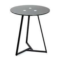 Table d'appoint ronde 45x50 cm en métal et verre noir