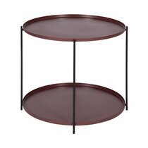 Table d'appoint ronde double plateau 59x59x48 cm en métal marron