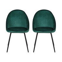 Lot de 2 chaises 52x52x82 cm en tissu velours vert - ABAYA