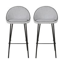 Lot de 2 chaises de bar H75 cm en tissu gris clair - ABAYA