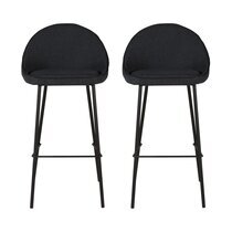 Lot de 2 chaises de bar H75 cm en tissu gris foncé - ABAYA