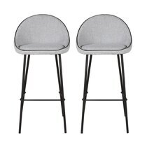 Lot de 2 chaises de bar H65 cm en tissu gris clair - ABAYA