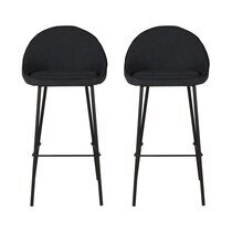 Lot de 2 chaises de bar H65 cm en tissu gris foncé - ABAYA