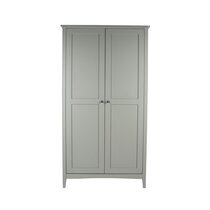 Armoire 2 portes 94,5x52x182 cm en bois de pin gris clair - KLARI