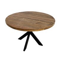 Table ronde 130 cm en manguier naturel et noir - HORACE