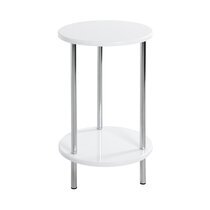 Table d'appoint ronde 30x50 cm blanc brillant