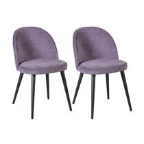 Lot de 2 chaises repas 47x43x80 cm en tissu violet clair