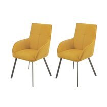 Lot de 2 fauteuils repas 58x62x91 cm en tissu jaune - BOLTBY