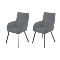 Lot de 2 fauteuils repas 58x62x91 cm en tissu gris - BOLTBY