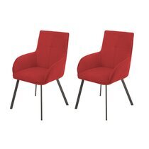 Lot de 2 fauteuils repas 58x62x91 cm en tissu rouge - BOLTBY