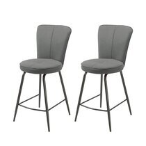 Lot de 2 chaises de bar H65 cm en tissu gris - BOLTBY