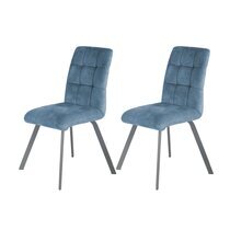 Lot de 2 chaises repas 45x62x89 cm en tissu bleu - RIBOLT