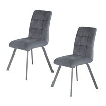Lot de 2 chaises repas 45x62x89 cm en tissu gris - RIBOLT