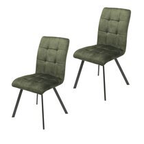 Lot de 2 chaises repas 45x62x89 cm en tissu vert - RIBOLT
