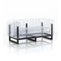Canapé de jardin design transparent avec cadre aluminium noir - YOMI