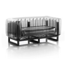 Canapé de jardin design noir avec cadre aluminium noir - YOMI
