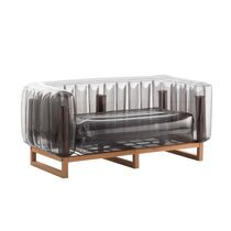 Canapé de jardin design noir avec cadre bois - YOMI