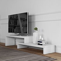 Meuble TV design 2 niveaux décor blanc mat - ASIM