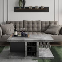 Table basse avec rangements 110x65x45 cm décor gris béton - GIOA
