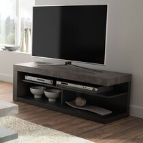Meuble TV avec rangements 130x45x45 cm décor gris béton - GIOA
