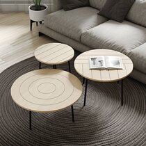 Table d'appoint ronde 50x45 cm décor chêne clair et noir - PLY